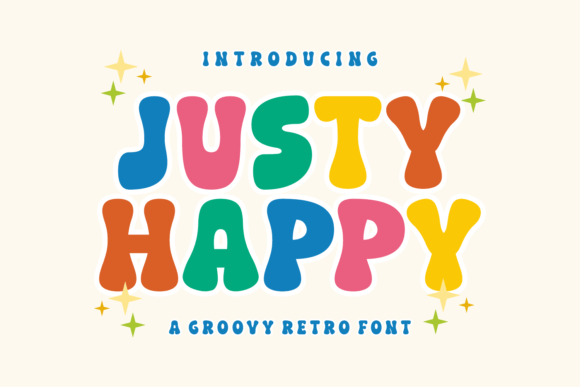 Justy Happy: A Retro Display Font for Joyful Designs